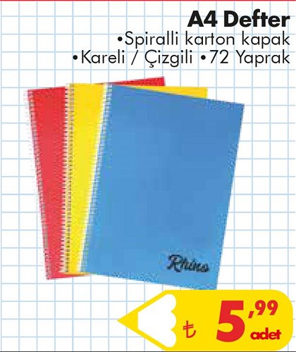 A4 Defter Spiralli Karton Kapak 72 Yaprak image