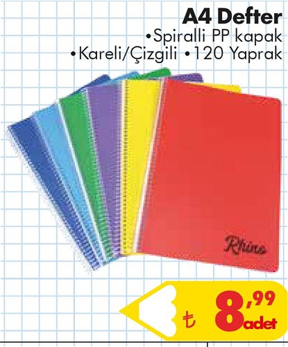 A4 Defter Spiralli PP Kapak 120 Yaprak image