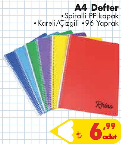 A4 Defter Spiralli PP Kapak 96 Yaprak image