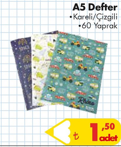 A5 Defter Kareli/Çizgili 60 Yaprak image