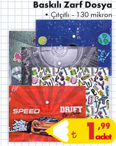 Baskılı Zarf Dosya Çıtçıtlı image