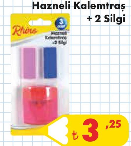 Hazneli Kalemtıraş+2 Silgi image