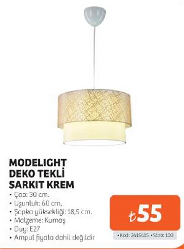 Modelight Deko Tekli Sarkıt Krem image