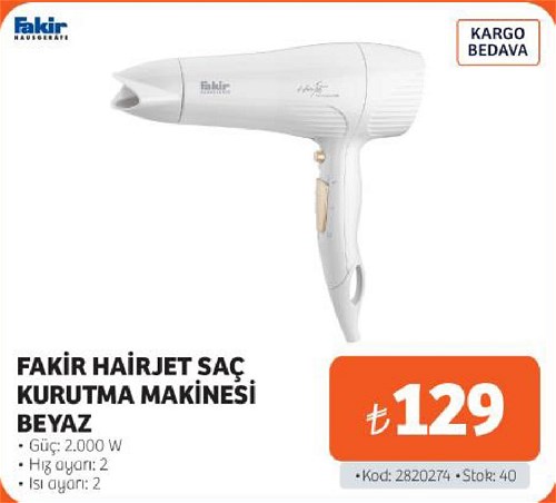 Fakir Hairjet Saç Kurutma Makinesi Beyaz 2000 W image