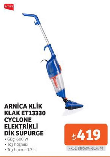 Arnica Klik Klak ET13330 Cyclone Elektrikli Dik Süpürge 600 W image