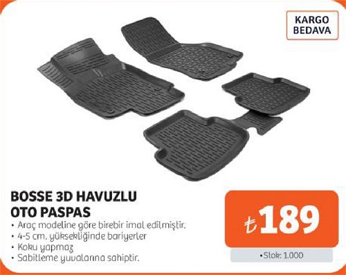 Bosse 3D Havuzlu Oto Paspas image