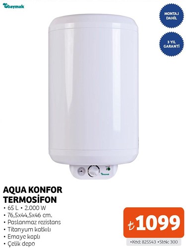 Baymak Aqua Konfor Termosifon 65 l 2000 W Montaj Dahil image