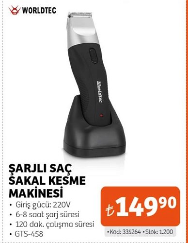 Worldtec Şarjlı Sakal Kesme Makinesi GTS-458 image