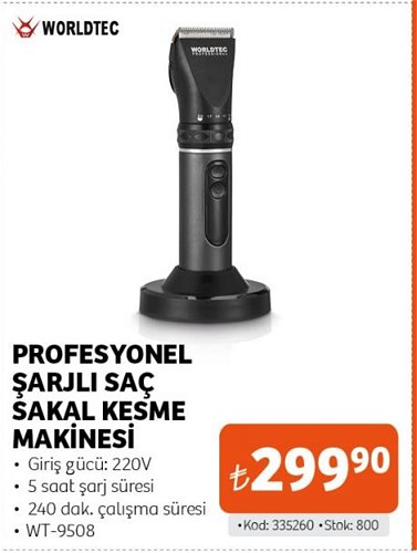 Worldtec Profesyonel Şarjlı Saç Sakal Kesme Makinesi WT-9508 image