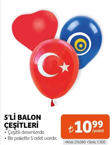 5'li Balon Çeşitleri/Adet image