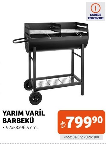 Yarım Varil Barbekü 92x58x96,5 cm image