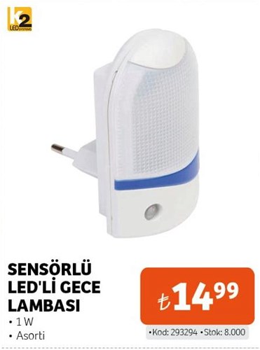 K2 Sensörlü Ledli Gece Lambası 1 W image