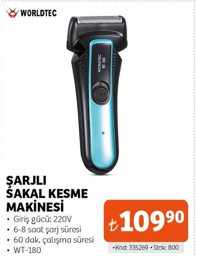 Worldtec Şarjlı Sakal Kesme Makinesi WT-180 220 V image