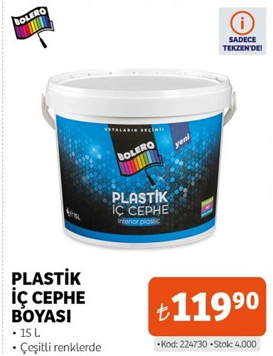 Bolero Plastik İç Cephe Boyası 15 l image