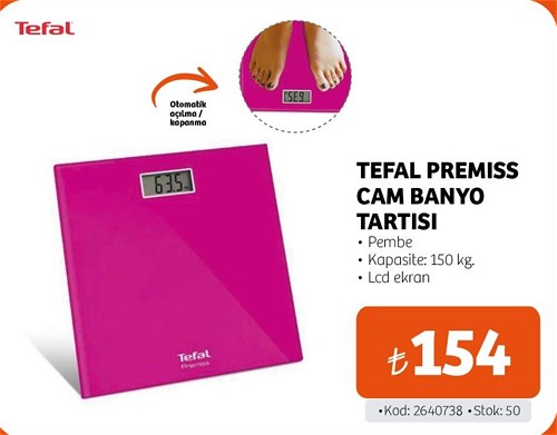 Tefal Premiss Cam Banyo Tartısı Pembe image