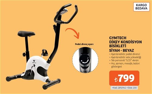 Gymtech Dikey Kondisyon Bisikleti Siyah-Beyaz image