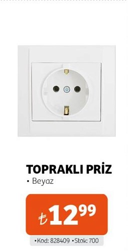 Makel Defne Serisi Topraklı Priz Beyaz  image