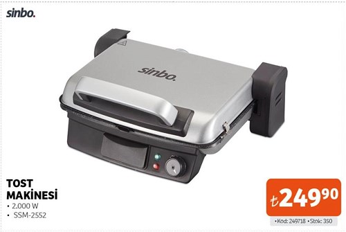 Sinbo Tost Makinesi 2000 W SSM-2552 image