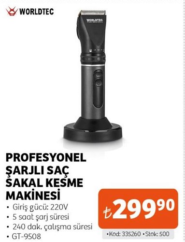 Worldtec Profesyonel Şarjlı Saç Sakal Kesme Makinesi GT-9508 image