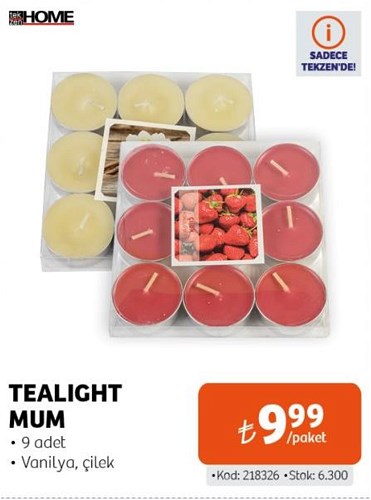 Tekzen Home Tealight Mum 9 Adet image