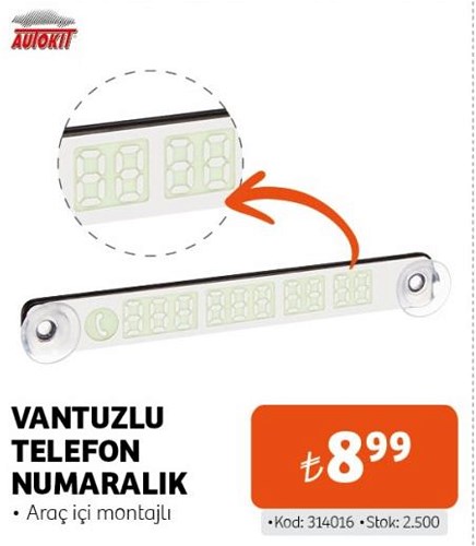 Autokit Vantuzlu Telefon Numaralık image