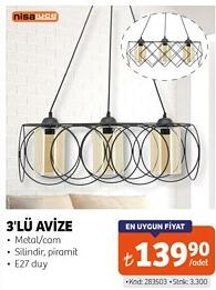 Nisa Luce 3'lü Avize image