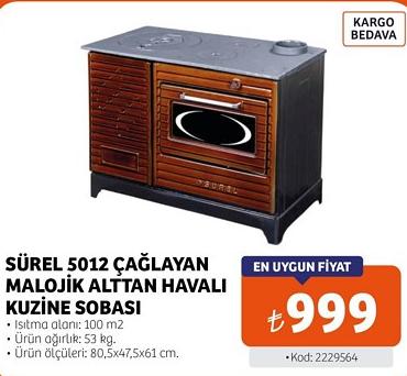 Sürel 5012 Çağlayan Malojik Alttan Havalı Kuzine Sobası image