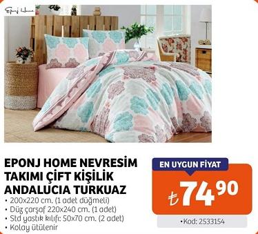 Eponj Home Nevresim Takımı Çift Kişilik Andalucia Turkuaz 200x220 cm image