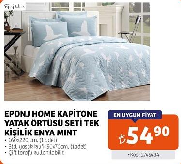 Eponj Home Kapitone Yatak Örtüsü Seti Tek Kişilik Enya Mint 160x220 cm image