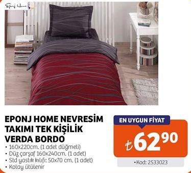 Eponj Home Nevresim Takımı Tek Kişilik Verda Bordo 160x220cm image