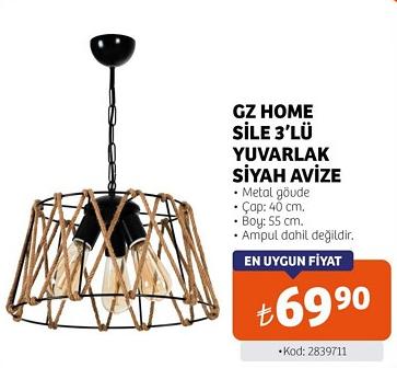 GZ Home Sile 3'lü Yuvarlak Siyah Avize image