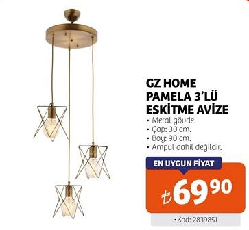 Gz Home Pamela 3'lü Eskitme Avize image
