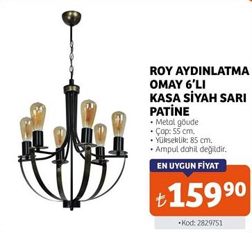Roy Aydınlatma Omay 6'lı Kasa Siyah Sarı Patine image