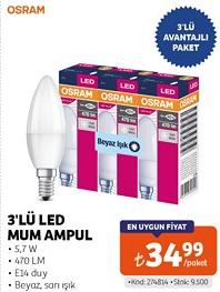 Osram 3'lü Led Mum Ampul image