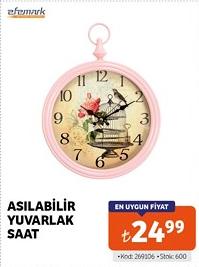 Efemark Asılabilir Yuvarlak Saat image