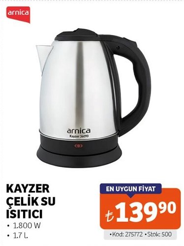 Arnica Kayzer Çelik Su Isıtıcı 1800 W image