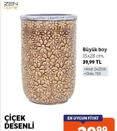 Zen Home Çiçek Desenli Vazo Büyük Boy image