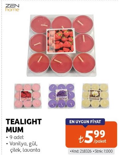 Zen Home Tealight Mum 9 Adet image