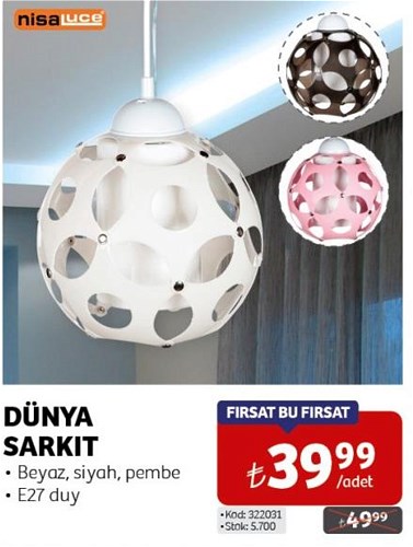 Nisa Luce Dünya Sarkıt Beyaz/Siyah/Pembe image