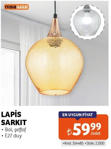 Nisa Luce Lapis Sarkıt Bal/Şeffaf image