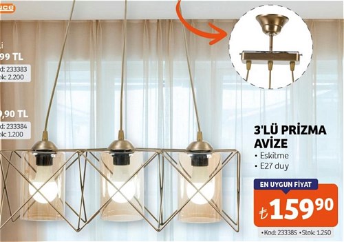 Nisa Luce 3'lü Prizma Avize Eskitme image