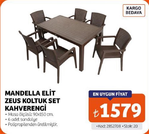 Mandella Elit Zeus Koltuk Set Kahvrengi image