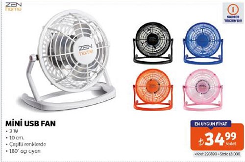 Zen Home Mini Usb Fan 3 W image