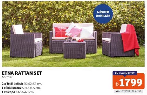 Tekzen Etna Rattan Set Antrasit