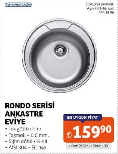 Kromevye Rondo Serisi Ankastre Eviye image