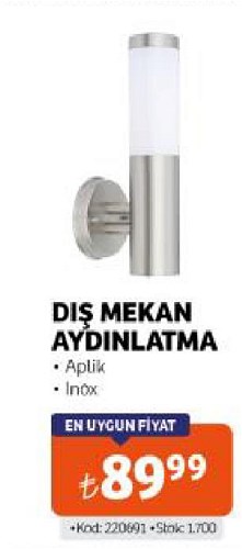 Dış Mekan Aydınlatma Aplik Inox image