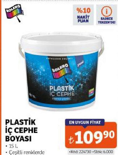 Bolero Plastik İç Cephe Boyası 15 L image