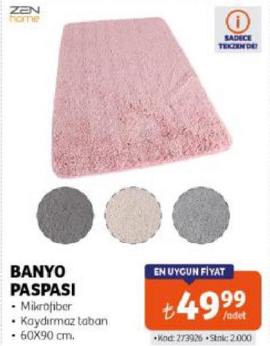 Zen Home Banyo Paspası 60x90 cm image