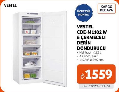 Vestel CDE-M1102 W 6 Çekmeceli Derin Dondurucu | İndirimde Market