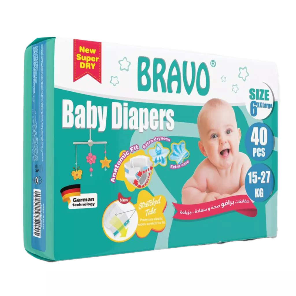 儿童尿布来自Bravo - مقاس 6- 15- 27 كجم- XXL